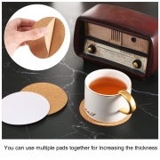 Hotop 60 Pieces Self Adhesive Cork Coasters Squares Cork Mats Cork Backing Sheets for Coasters and DIY Crafts Supplies, 4"x 4" Cork Circle for Backing Cork Tiles, Cork Sheets(60 Pieces,Round)