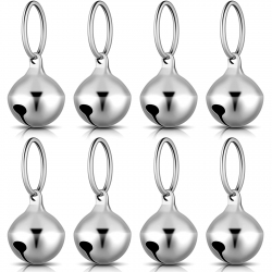 Hotop 8 Pieces Collar Bells for Small Dogs Cat Bells Collar for Puppy Hanging Ring Bells Decoration Pets Tracker DIY Crafts Accessories for Pets Daily Use (Silver)