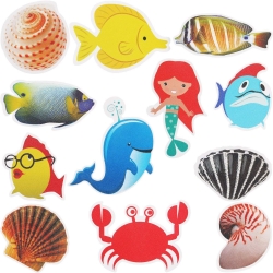 Hotop 12 Pieces Non-slip Bathtub Stickers, Sea Creature Shower Treads, Adhesive Bath Safety Treads Adds Non-slip Appliques for Bathtub and Shower Surfaces