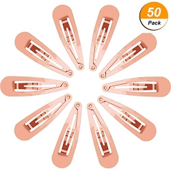 Hotop 50 Pack Snap Hair Clips Hair Barrettes for Kids, Girls and Women, 50 mm (Rose Gold)