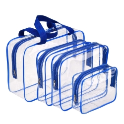 Hotop 4 Pieces Clear Make-up Bags Travel Toiletry Bag Organizers for Traveling, Business Trip and School, Water-proof (Blue)