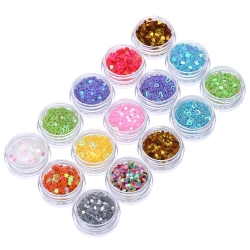 Hotop 15 Pots Nail Art Decoration Glitter Dust Powder Paillette Sequins, Acrylic UV Gel False Tips Nail Art Salon Tool Set